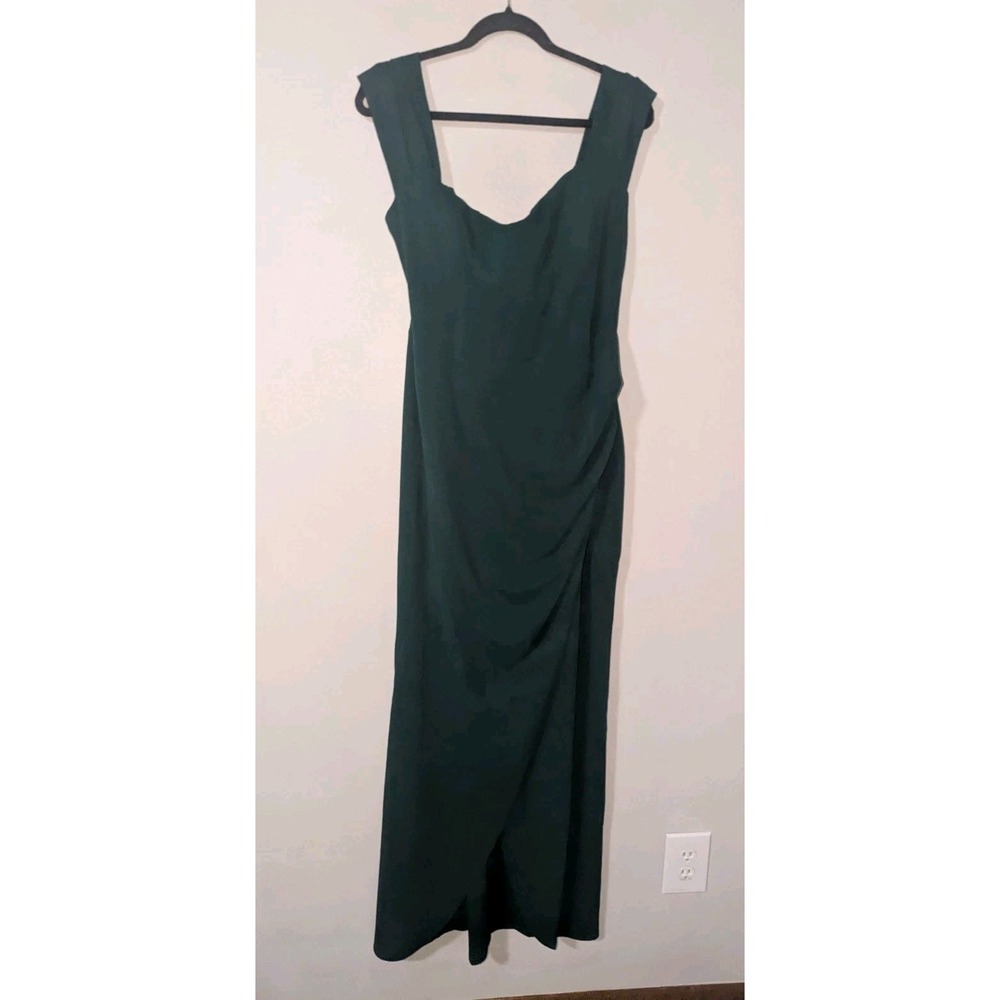 14 NWT Quiz Crepe Bardot Maxi Dress in Bottle Green
